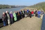 Group of walkers with Torridge behind