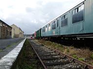 Group of railway carriages and a platform